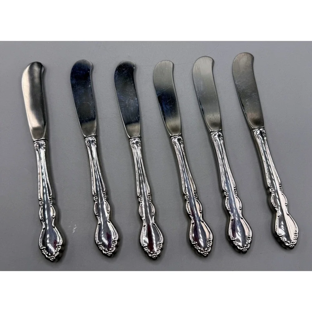 Set of 6 Silverplate Butter Spreaders International Stainless Gigi? Unmarked